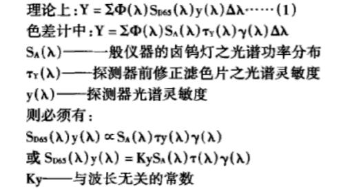 總的光譜靈敏度與CIE規(guī)定的光譜三刺激值